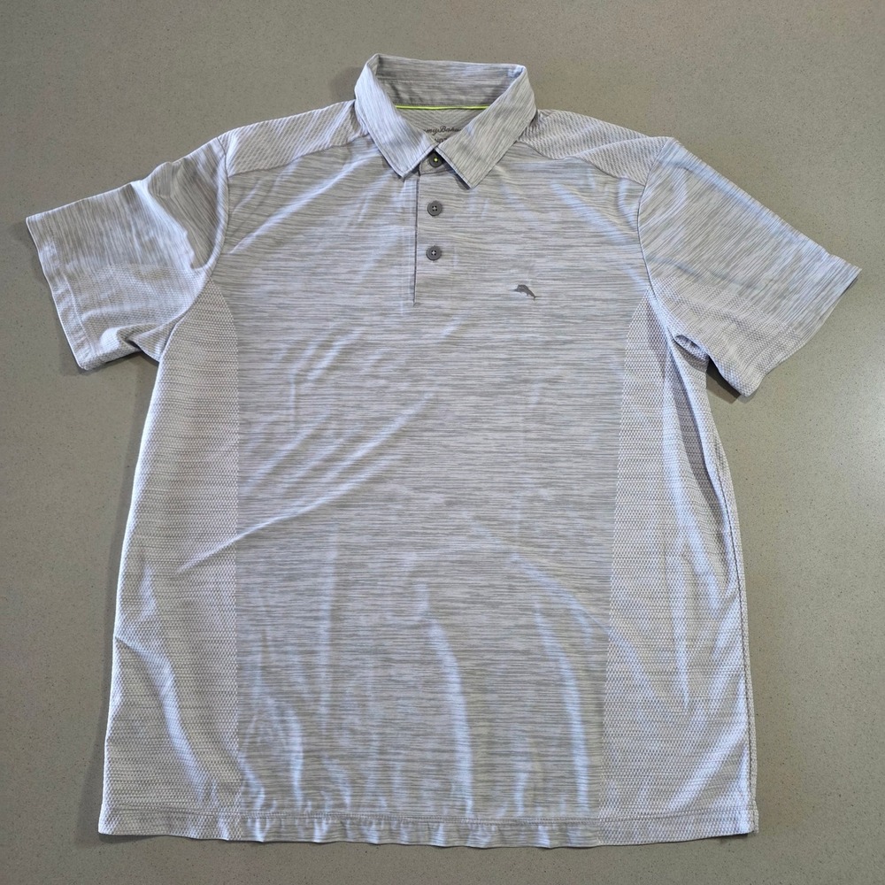 Tommy Bahama IslandZone Mens Medium Gray Space Dye Performance Polo Shirt